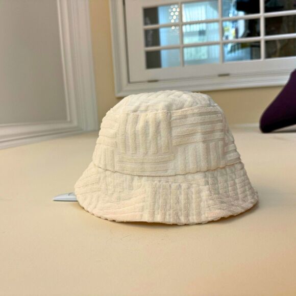Off White (color) Cotton Terry Cloth Bucket Hat One Size - Picture 1 of 5